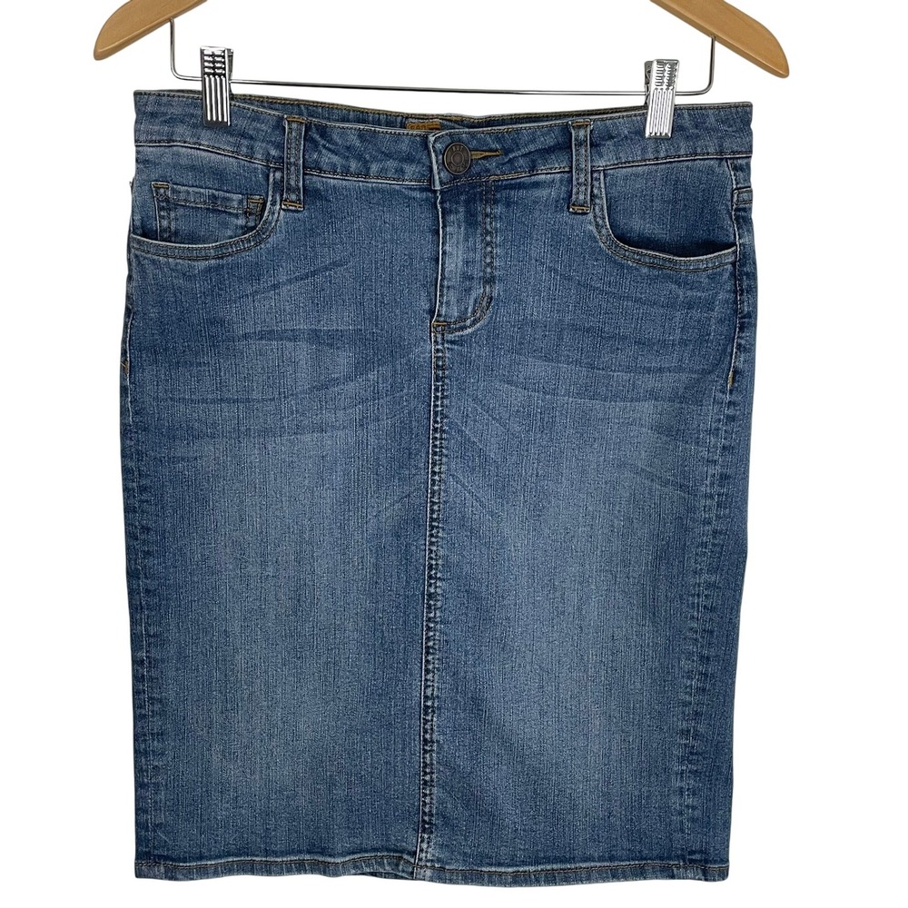 KUT from the Kloth Denim Pencil Skirt‎ Blue Size 6 Knee Length Back Slit